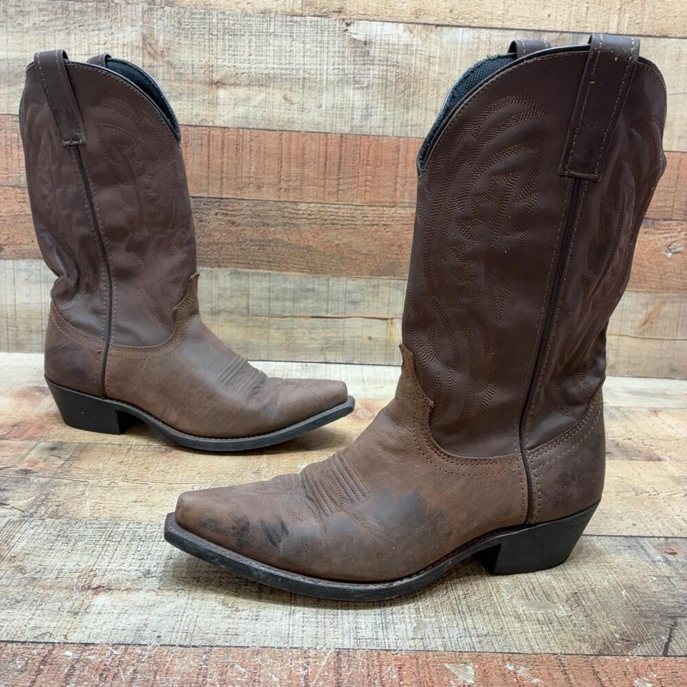 Laredo 4263 Boots Mens Size 9 D 42 Brown Leather Mid Calf Western Cowboy
